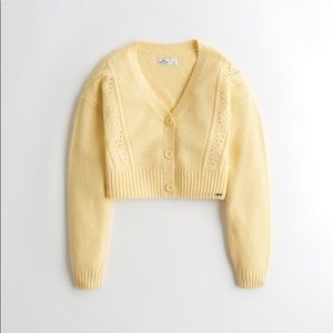 Summer Cropped Cardigan Sweater Yellow Knit 🌼💛